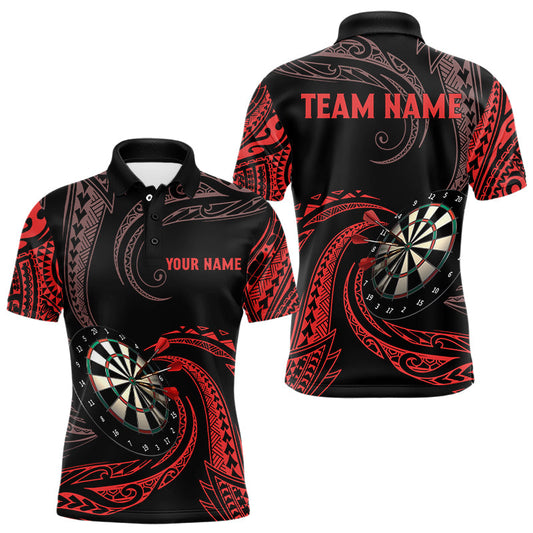 Rote Tribal Roll Darts Polo & Viertelreißverschluss Shirts Maßgeschneiderte Herren Darts Shirts Darttrikots TDM3185