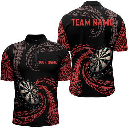 Rote Tribal Roll Darts Polo & Viertelreißverschluss Shirts Maßgeschneiderte Herren Darts Shirts Darttrikots TDM3185