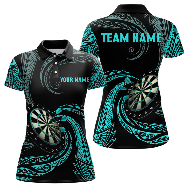 Individuelles Türkises Roll Tribal Dart-Poloshirt für Damen, Dart-Trikot TDM3186