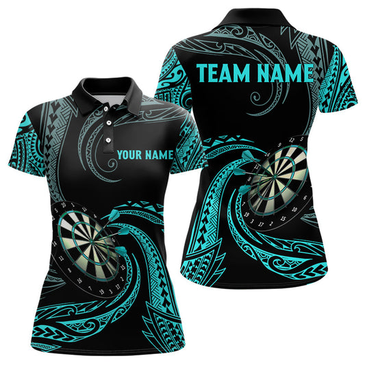 Individuelles Türkises Roll Tribal Dart-Poloshirt für Damen, Dart-Trikot TDM3186