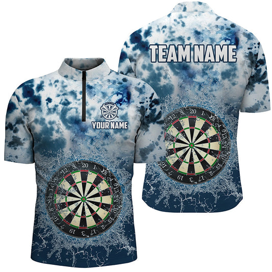 Dartboard im Wasser Herren Shirt mit Viertelreißverschluss, Dart Trikot Team Uniform TDM1421