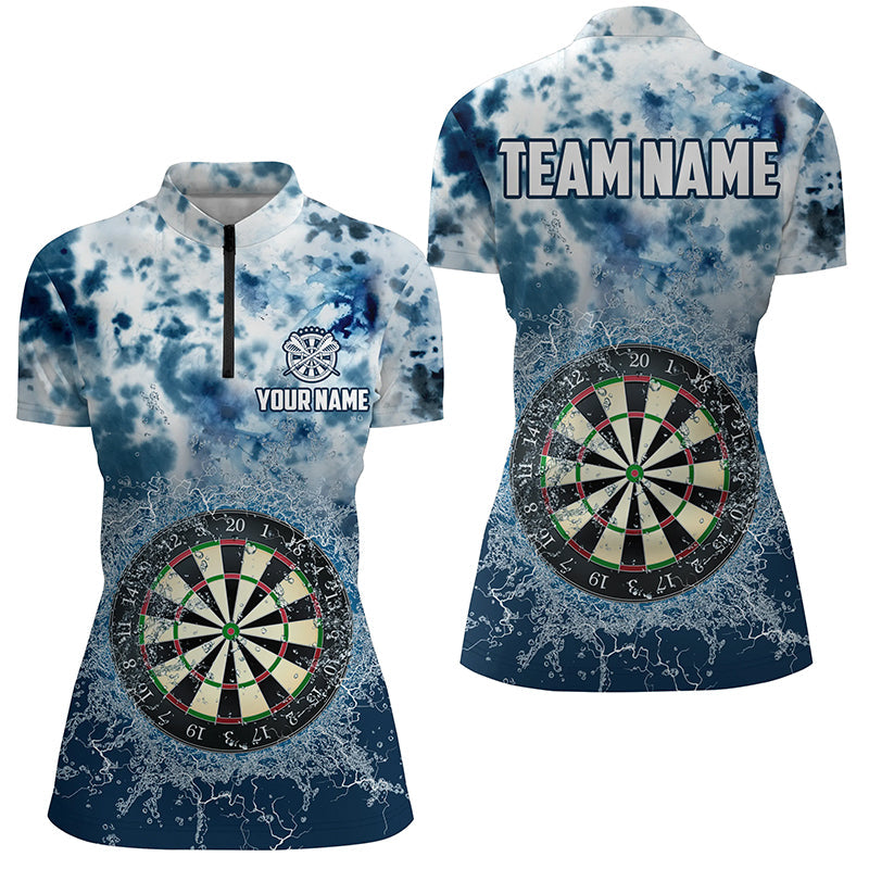 Individuelles Dartboard im Wasser Damen Quarter Zip Shirt, Dart Team Uniform TDM1421