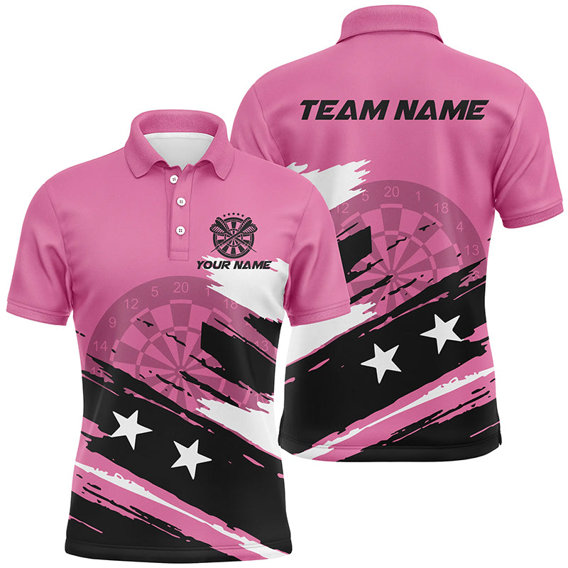 Individuelles Pinkes Dart Herren Poloshirt, Grunge Stil Darttrikot Zum Muttertag TDM1430