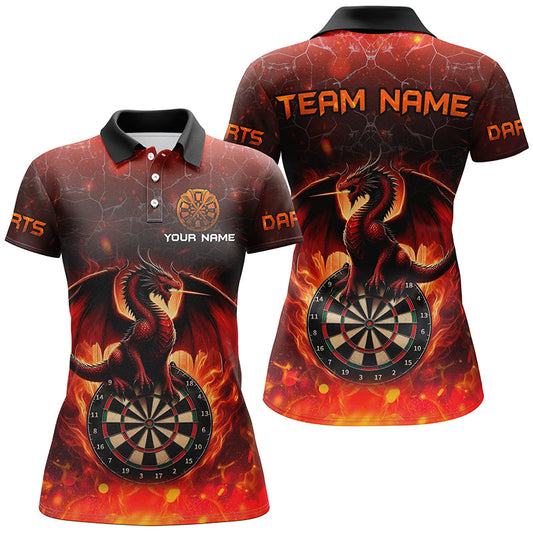 Individuelles Drachen Feuer Flamme Herren Poloshirt, Rotes Dart Teamtrikot TDM2210