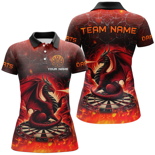 Individuelles Drachen Feuer Flamme Herren Poloshirt, Rotes Dart Teamtrikot TDM2211