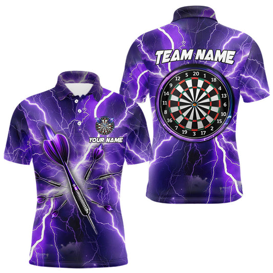 Lila Blitz und Donner individuelles Dart-Poloshirt für Herren, Dart-Team-Turniershirt TDM3212