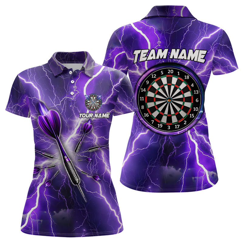 Lila Donner-Blitz Individuelles Dart-Poloshirt für Damen, Dart-Team Turniershirt TDM3212