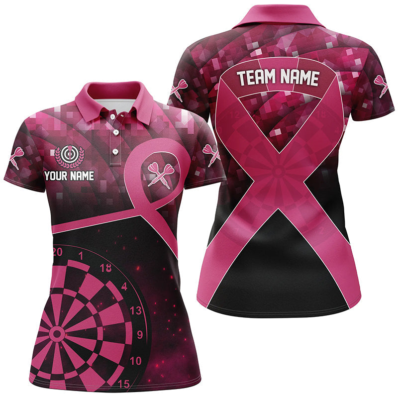 Individuelles Pink Ribbon Awareness Herren Dart Poloshirt, Brustkrebs Darttrikot Geschenk TDM2507