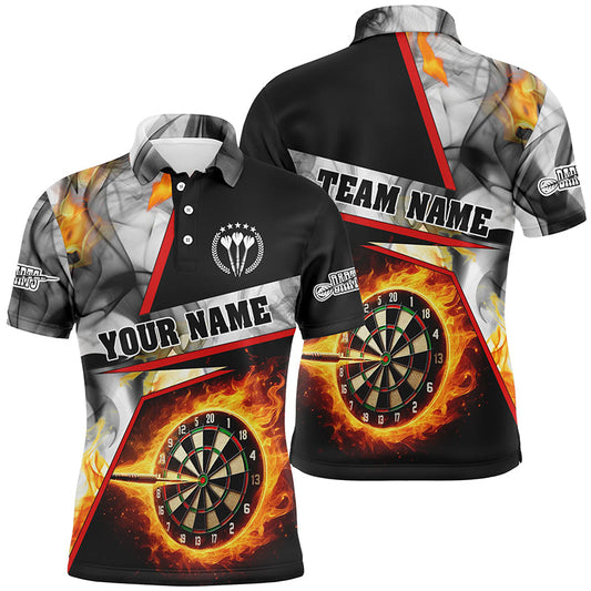 Individuelles Dart Flamme Grauer Rauch Herren Poloshirt, Dart Liga Shirts, Darttrikot TDM1257