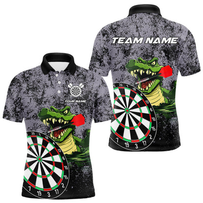 Personalisierte Grüne Lustige Krokodilartige Grunge Herren Dartshirt, Darts Teamtrikots, Darts Geschenke TDM3244