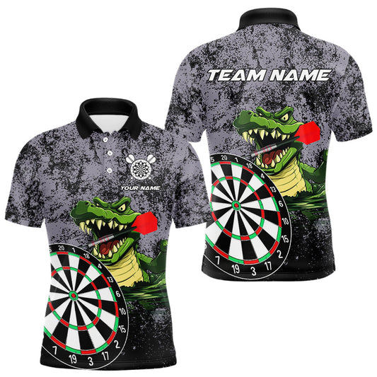 Personalisierte Grüne Lustige Krokodilartige Grunge Herren Dartshirt, Darts Teamtrikots, Darts Geschenke TDM3244