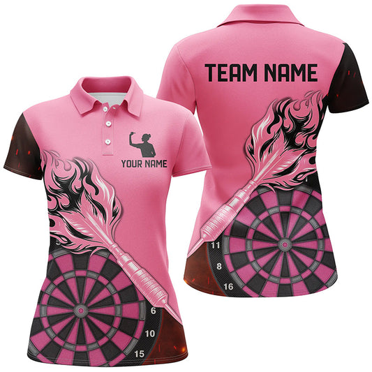 Individuelles Pinkes Flammenpfeil Dart Poloshirt Für Herren, Darttrikot Für Team TDM2530