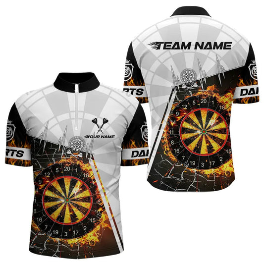 Individuelles Dartboard Feuer Glasbruch Dart Viertelreißverschluss Herren Shirt, Dart Trikot TDM3607
