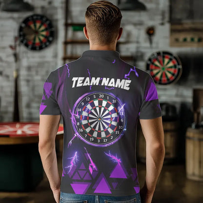 Lila Darts Pfeil Donner Blitz Herren Dartshirt Maßgeschneiderte Dart Teamtrikots Polo & 1/4 Reißverschluss TDM3764