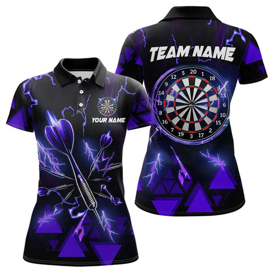 Individuelles Blaues Dart Pfeil Donner Blitz Dart Poloshirt Für Herren – Dart-Teamtrikots TDM3765