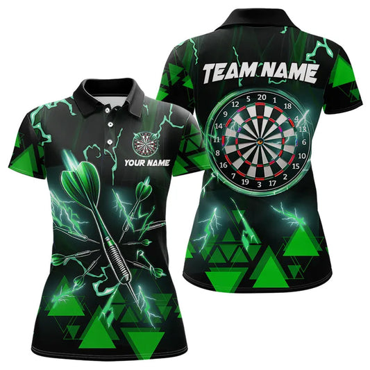 Individuelles Grünes Dart Pfeil Donner Blitz Dart Poloshirt Für Herren – Dart-Teamtrikots TDM3766