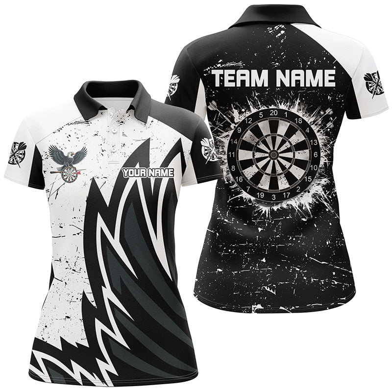 Individuelles Grunge Schwarz Weiß Dartboard Dart Shirt für Herren, Einzigartiges Dart Team Trikot TDM1640