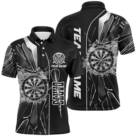Individuelles Schwarz Break Glass Dart Poloshirt Für Herren, Dart-Liga Shirt TDM2275