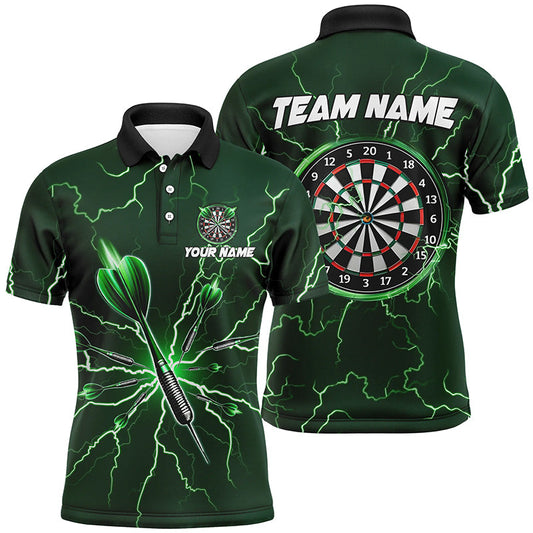 Individuelles türkisfarbenes Dart-Thunder-Lightning-Dart-Poloshirt für Herren, Darttrikot TDM3032
