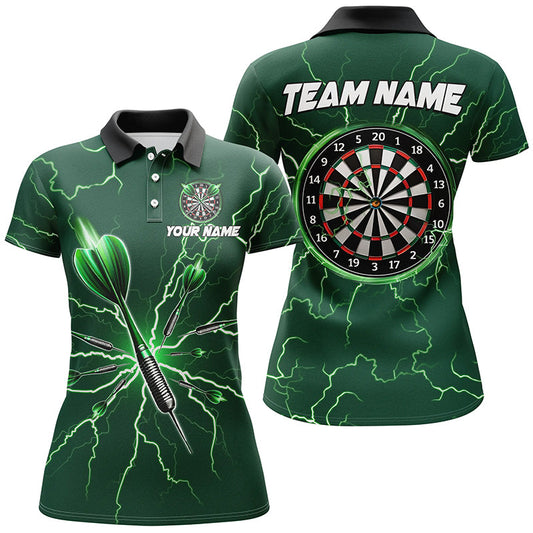 Individuelles Türkises Dart Thunder Lightning Dart Poloshirt für Damen, Dart Trikot TDM3032