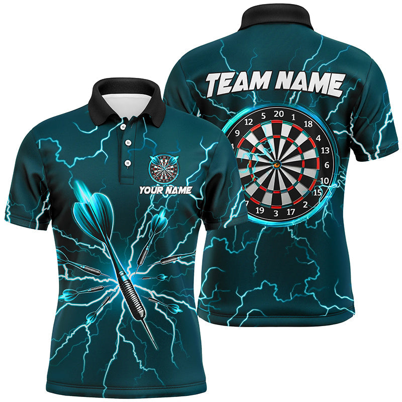 Individuelles grünes Dart-Thunder-Lightning-Dart-Poloshirt für Herren, Darttrikot TDM3033