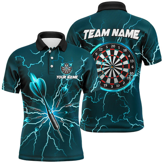 Individuelles grünes Dart-Thunder-Lightning-Dart-Poloshirt für Herren, Darttrikot TDM3033