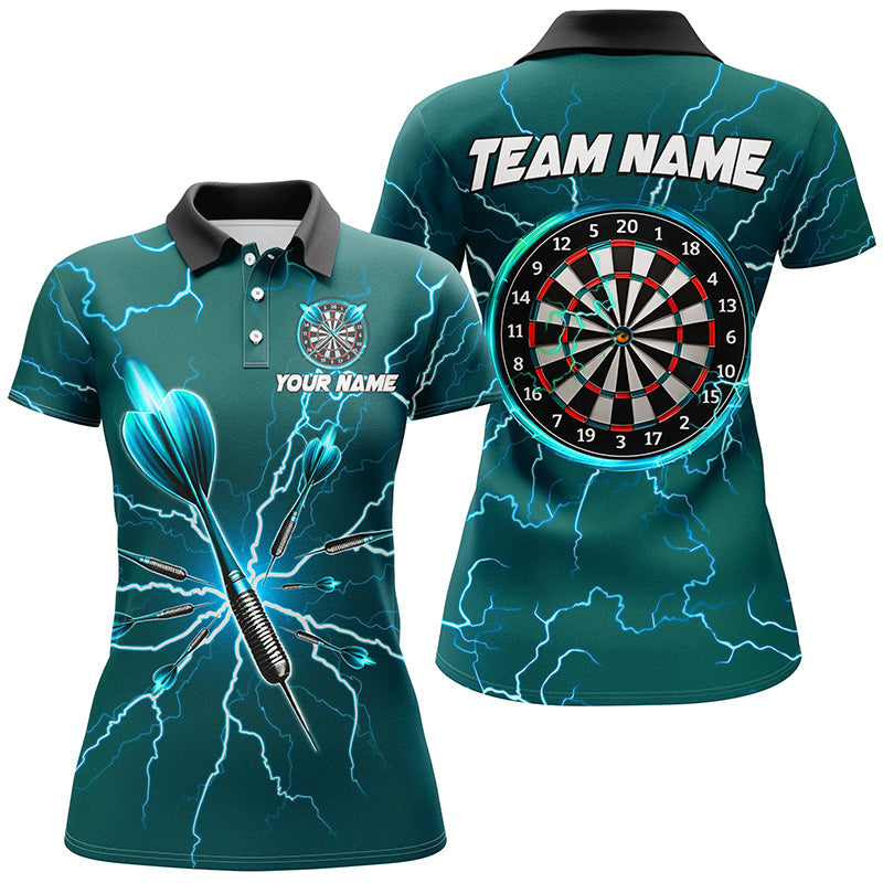 Individuelles Grünes Dart Thunder Lightning Dart Poloshirt für Damen, Dart Trikot TDM3033