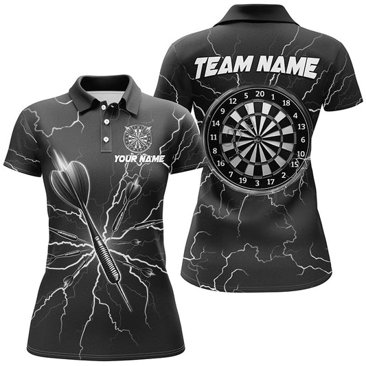 Individuelles Schwarzes Dart Thunder Lightning Dart Poloshirt für Damen, Dart Trikot TDM3034