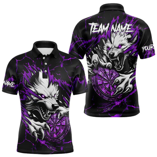 Individuelles Wolf-Blitz-Dart-Poloshirt für Herren, lila Darttrikot TDM3611