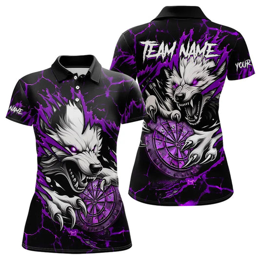 Individuelles Wolf Blitz Darts-Poloshirt für Damen, Dart-Trikot Lila TDM3611