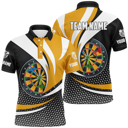 Individuelles Dartbrett Schwarz Gelb Herren Poloshirt, Dart Liga Team Shirts TDM1283