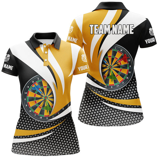 Individuelles Dartbrett Schwarz Gelb Herren Poloshirt, Dart Liga Team Shirts TDM1283