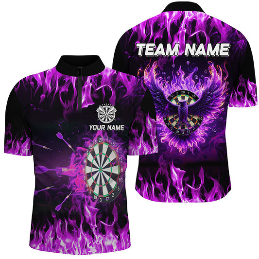 Lila Dartboard Feuer Flamme Adler Dart Herren Shirt, Dart Team Trikot TDM1646