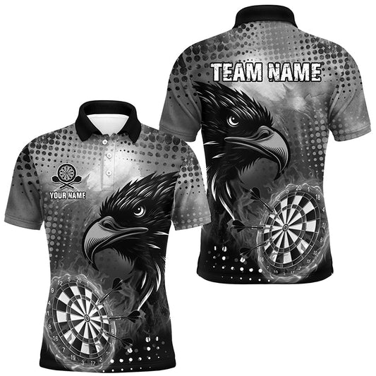 Individuelles Graues Dartbrett Feuer Adler Herren Poloshirt, Cooles Dart Teamtrikot TDM1864