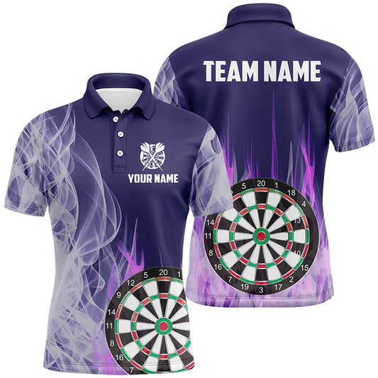 Individuelles Lila Feuerflamme Dartbrett Herren Poloshirt, Dart Teamtrikot TDM1292