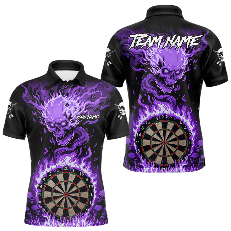 Lila Flaming-Skull Dartshirt Für Herren – Personalisiertes Teamtrikot Polo & Quarter Zip TDM5056