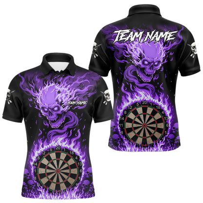 Lila Flaming-Skull Dartshirt Für Herren – Personalisiertes Teamtrikot Polo & Quarter Zip TDM5056