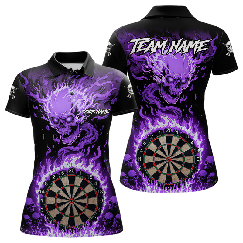 Lila Flaming-Skull Dartshirt Für Damen – Personalisiertes Teamtrikot Polo & Quarter Zip TDM5056