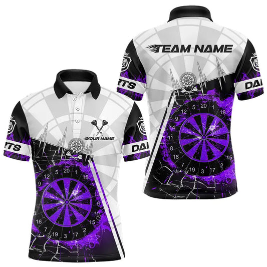 Individuelles Lila Break Glass Dartbrett Feuer Dart Poloshirt Für Herren – Darttrikot TDM3774