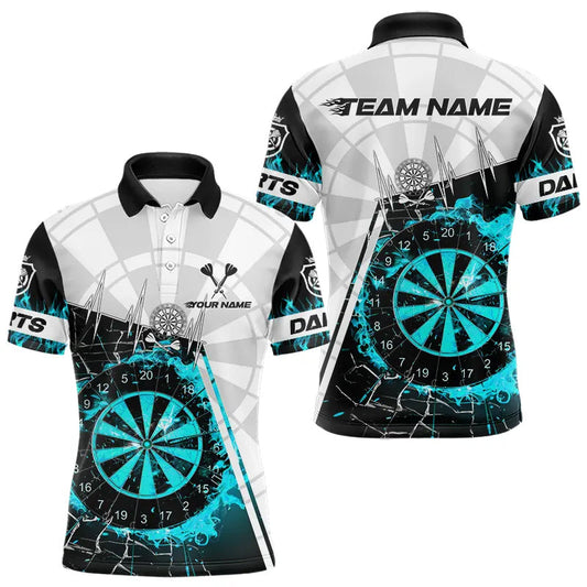 Individuelles Türkises Break Glass Dartbrett Feuer Dart Poloshirt Für Herren – Darttrikot TDM3775