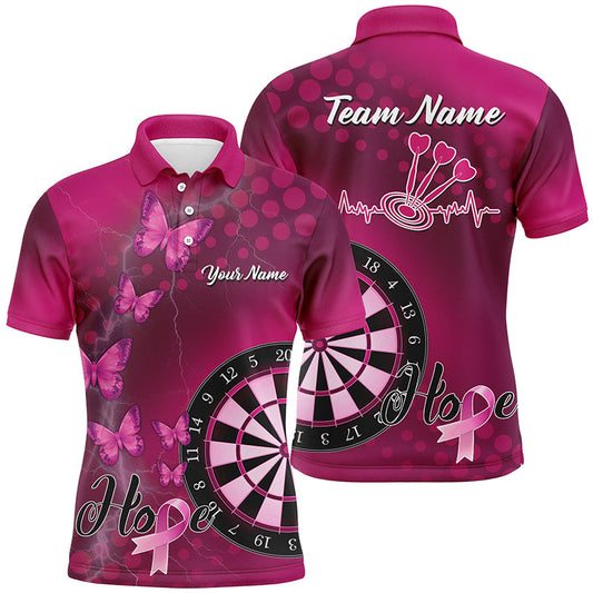 Individuelles Rosa Dartboard Brustkrebs Bewusstsein Dart Shirt für Herren, Dart Team Trikot TDM1690