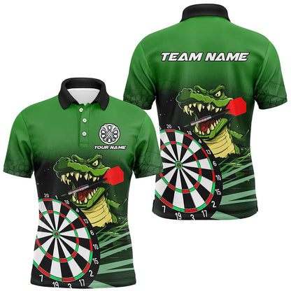 Personalisierte Grüne Lustige Krokodilartige Herren Dartshirts, Darts Teamtrikots, Darts Geschenke TDM2608