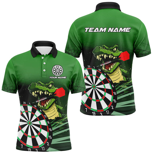 Personalisierte Grüne Lustige Krokodilartige Herren Dartshirts, Darts Teamtrikots, Darts Geschenke TDM2608