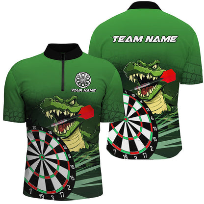 Personalisierte Grüne Lustige Krokodilartige Herren Dartshirts, Darts Teamtrikots, Darts Geschenke TDM2608