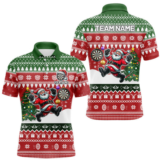 Lustiges Weihnachtsmuster individuelles Santa-Dart-Poloshirt für Herren, Weihnachts-Darttrikot TDM3090