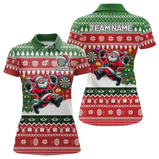 Lustiges Weihnachten Muster Individuelles Santa Dart Poloshirt für Damen, Weihnachten Dart Trikot TDM3090