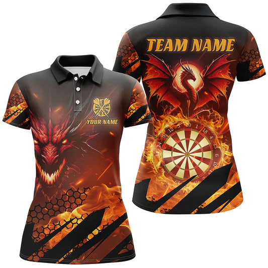 Individuelles Drachen Dartboard Feuer Flamme Dart Poloshirt für Herren, Dart Liga Trikot TDM1700