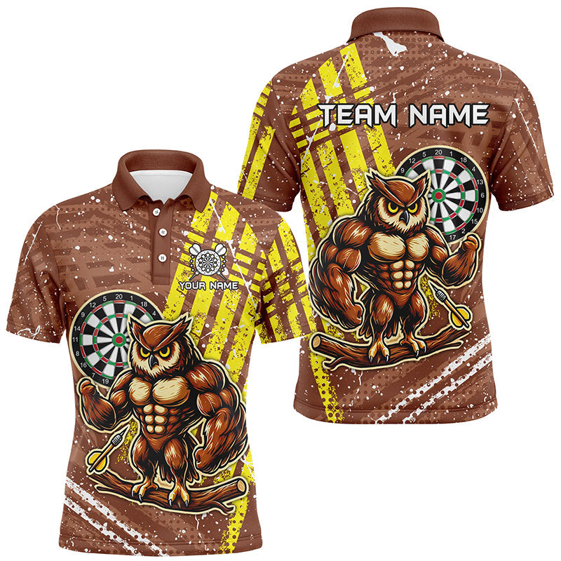 Individuelles Lustiges Eulen Braunes Herren Poloshirt, Einzigartiges Dartbekleidungs Trikot TDM1918