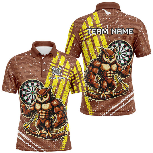 Individuelles Lustiges Eulen Braunes Herren Poloshirt, Einzigartiges Dartbekleidungs Trikot TDM1918