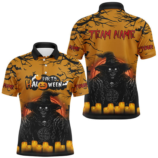 Individuelles Death-Skeleton Halloween Herren Poloshirt, Lustiges Darttrikot für Team TDM2619